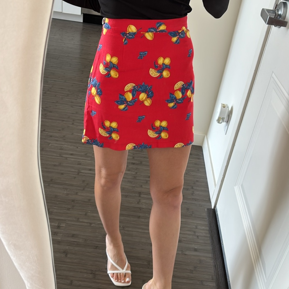 Forever 21 red lemon citrus skirt